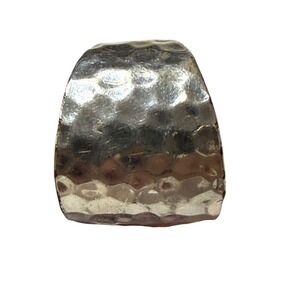 Hammered Silver Tone Wide Band Ring Statement Chunky Boho 9.75
